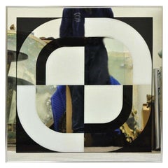 Vintage Turner Design/One Mid Century Modern Black & White Geometric Mirror Wall Art (Miroir géométrique noir et blanc)