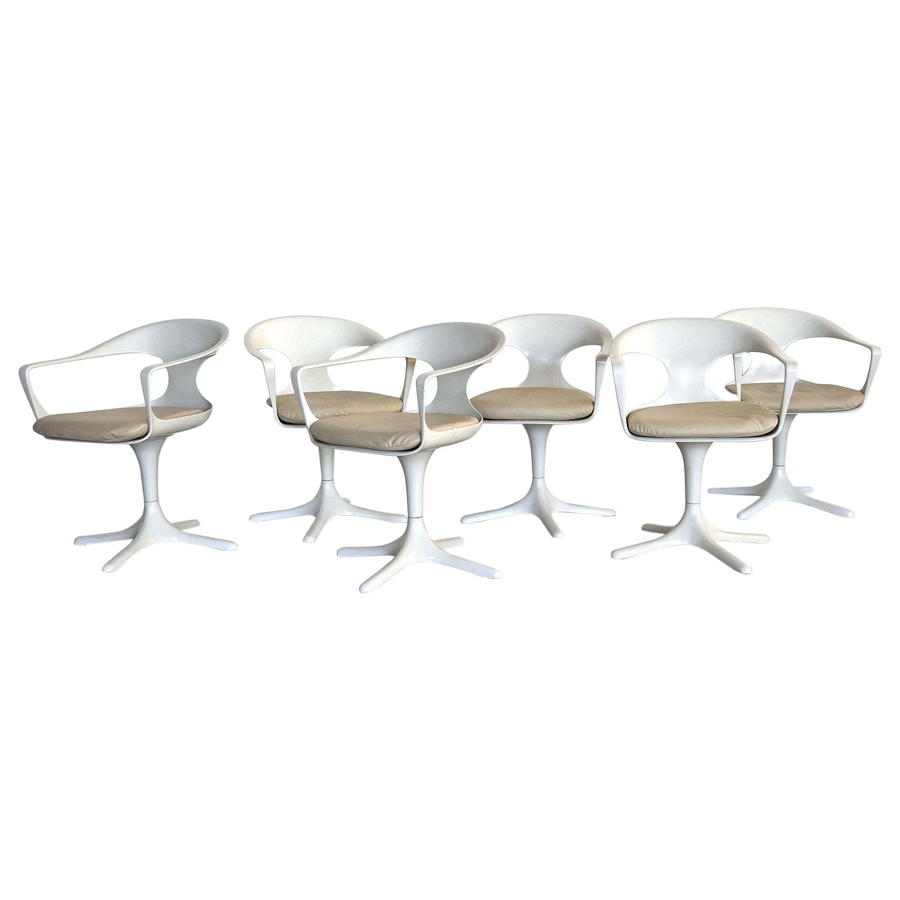 Space Age Swivel Dining Room Chairs by Konrad Schäfer, Set of 6, 1960s