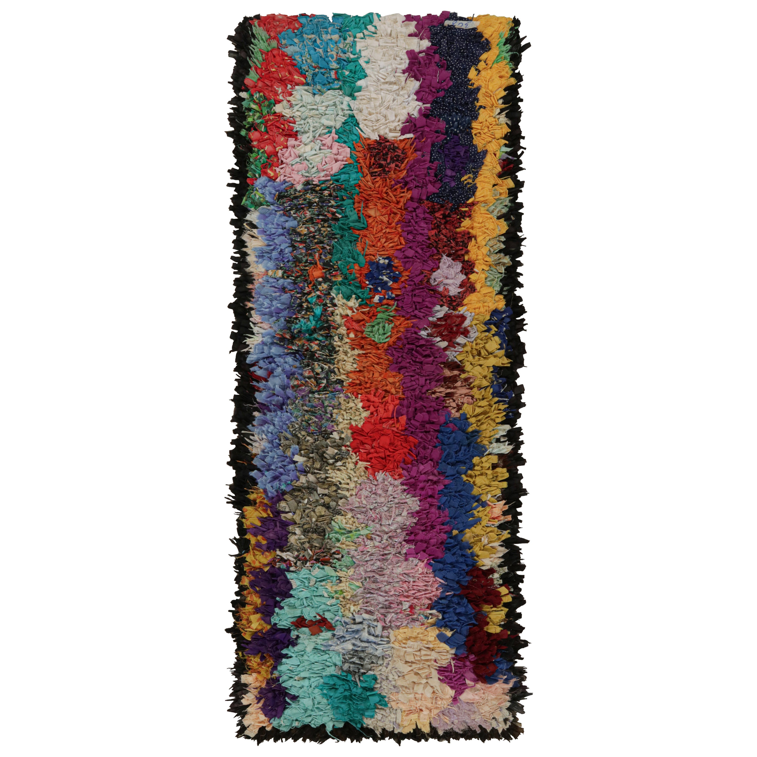Vintage Azilal Moroccan Style Boucherouite Runner Rug, from Rug & Kilim For Sale