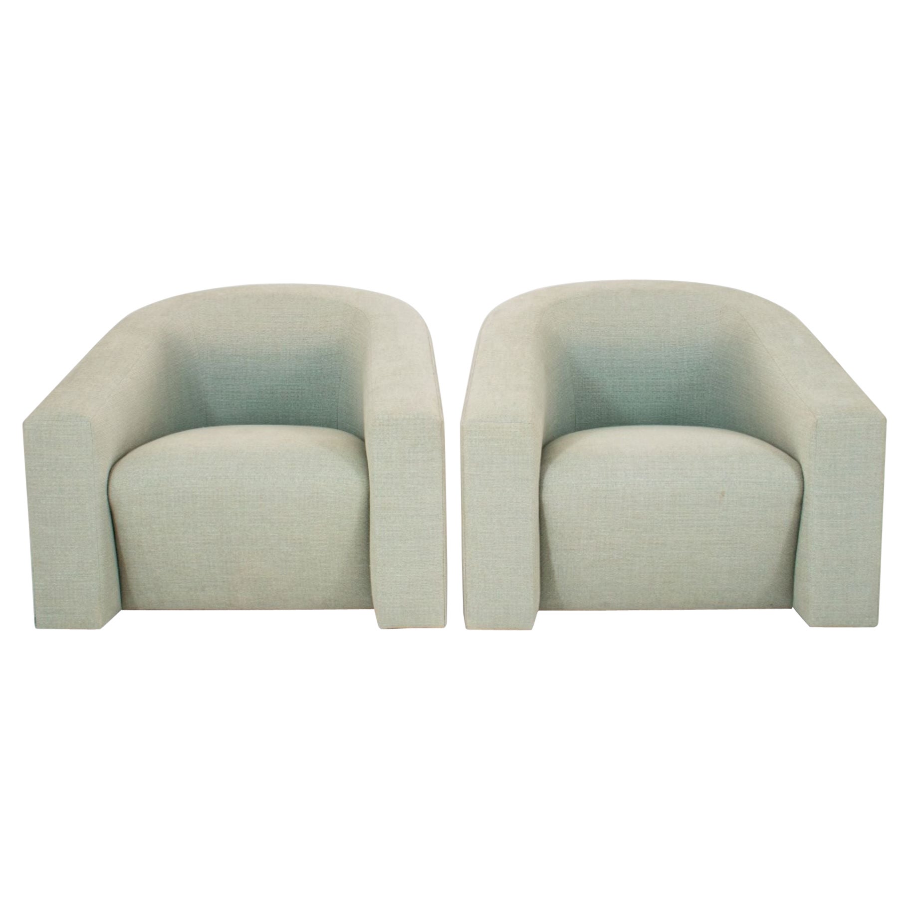 Donghia Italian Modern Swivel Arm Chairs, Pair