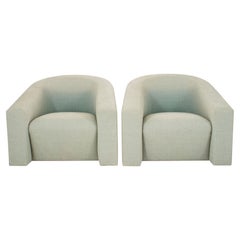 Donghia Italian Modern Swivel Arm Chairs, Pair