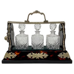 Antico tantalio inglese in finta tartaruga e cristallo tagliato per profumi, CIRCA 1900