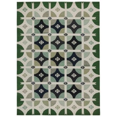 Tapis de style scandinave à motifs géométriques en vert de Rug & Kilim