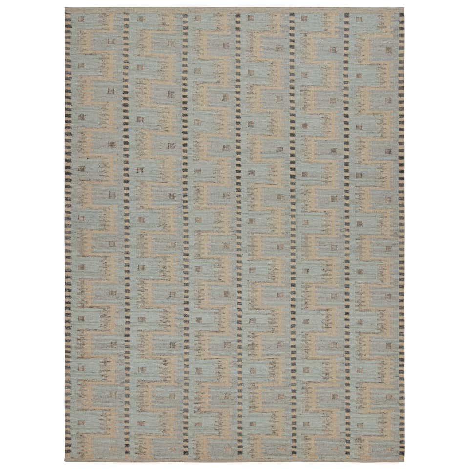Rug and Kilim’s Scandinavian Style Rug with Light Blue Geometric ...