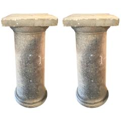 Pair of Tall Carved Stone Pedestals or Columns, English, circa 1860 7