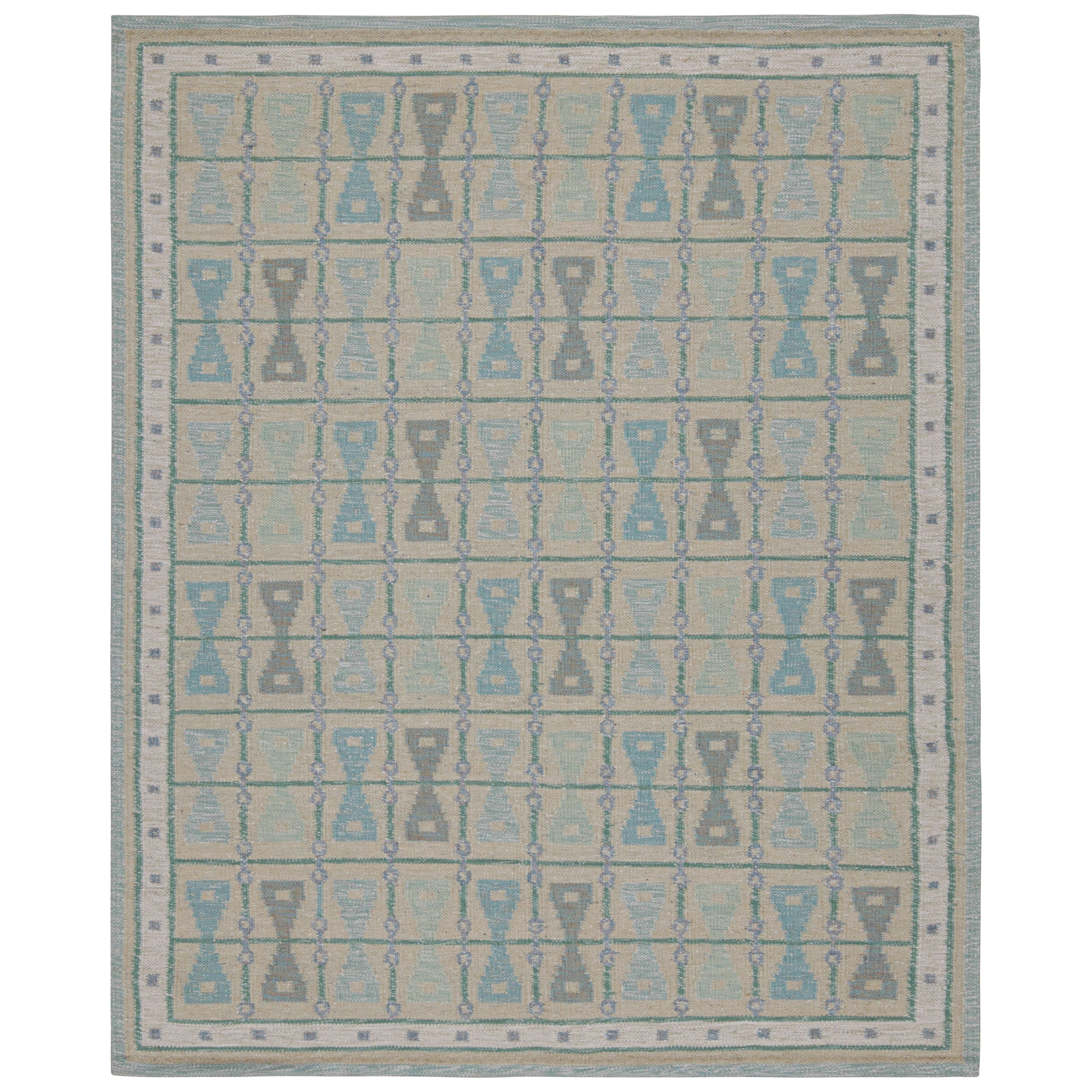 Rug & Kilim’s Scandinavian Style Custom rug with Hourglass Geometric Patterns For Sale