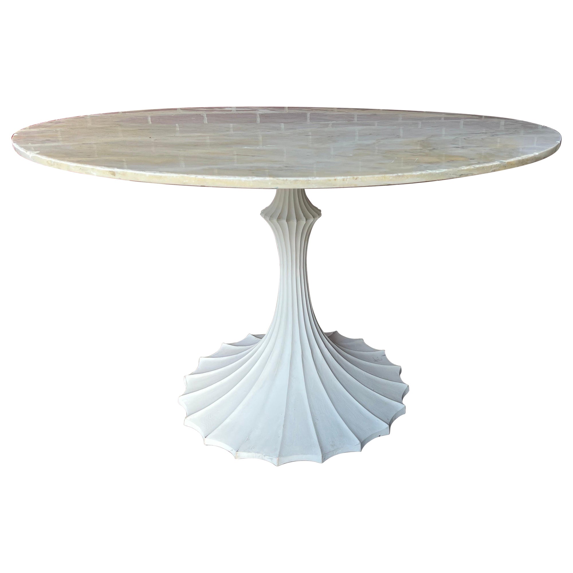 William D Scott Fluted Iron Tulip Table Base (Only)  - White For Sale