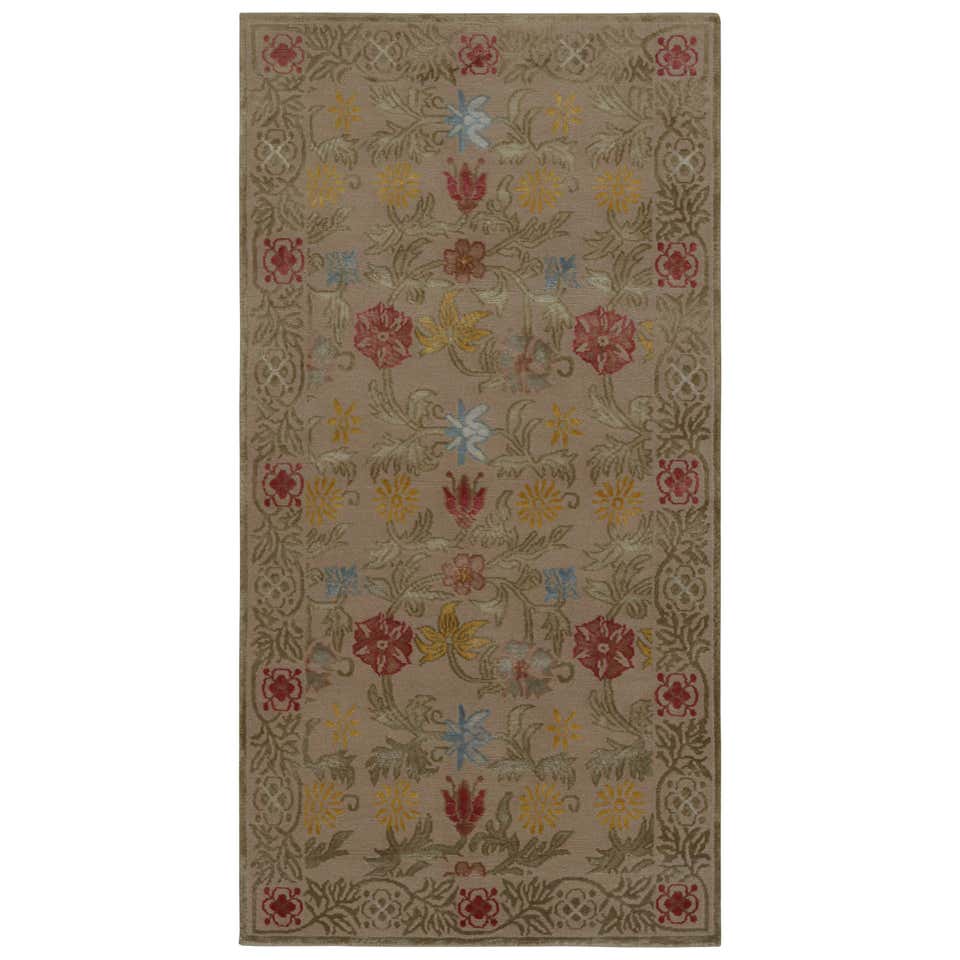 Rug and Kilim’s Spanish Style Rug in Off-White-Beige with Floral ...