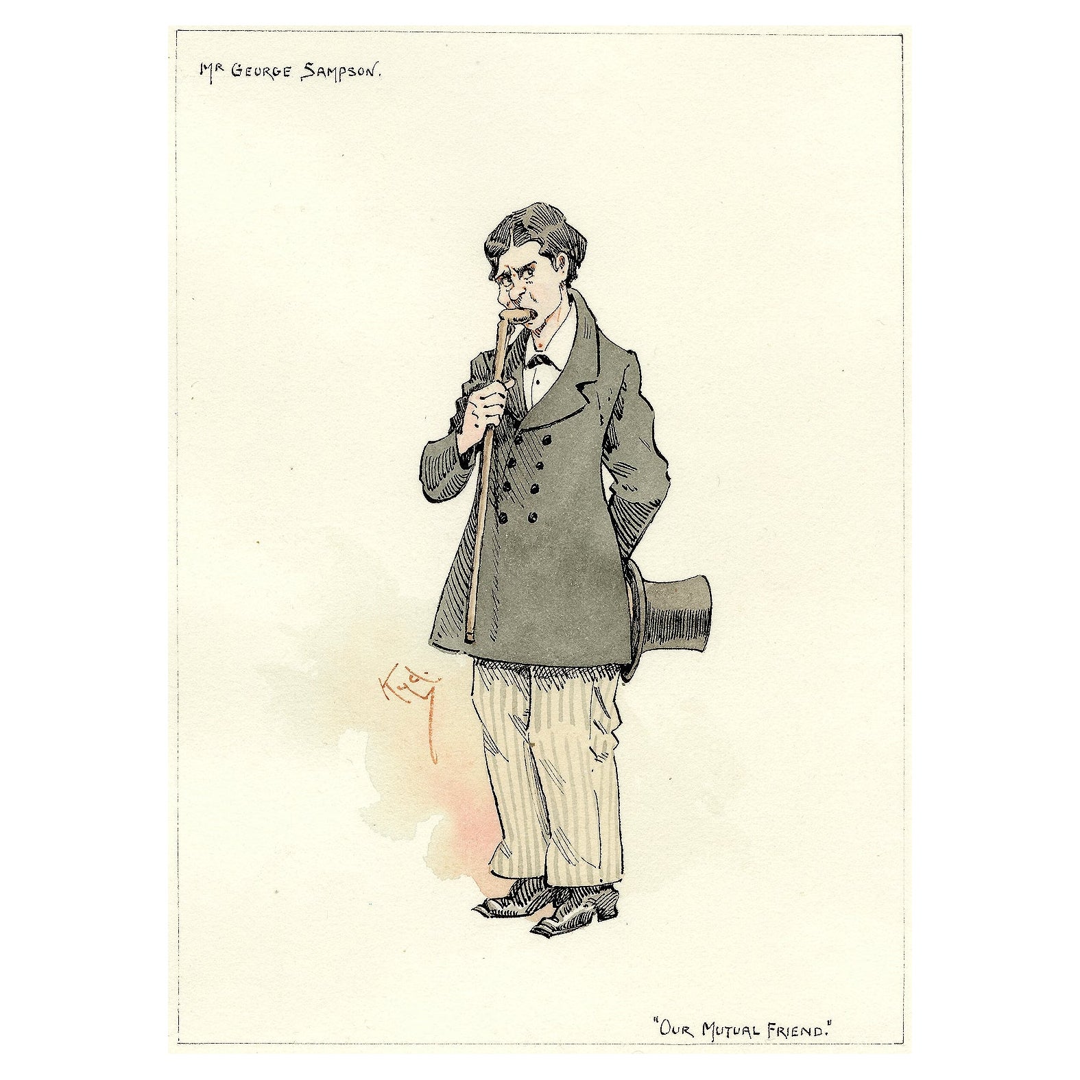 (KYD) - DICKENS - Mr. George Sampson (from Our Mutual Friend) - ORIGINAL SKETCH For Sale