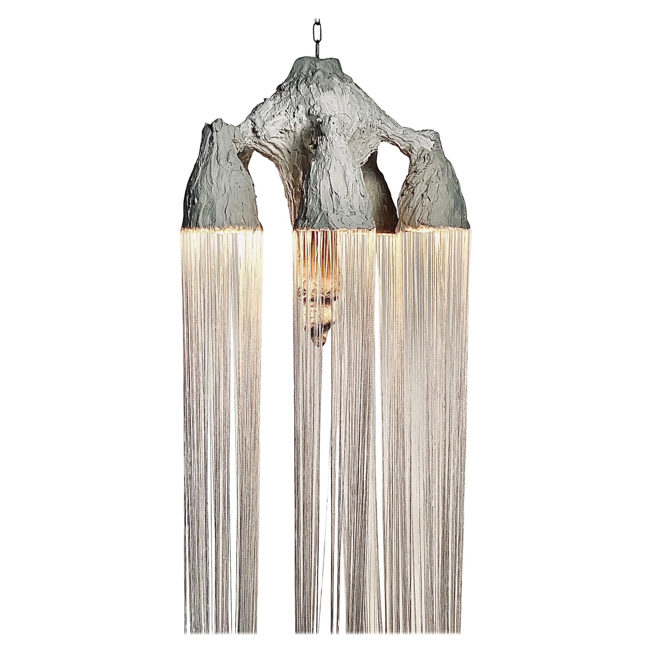 White Plaster Sculptural Pendant Chandelier, 21st Century by Mattia Biagi For Sale