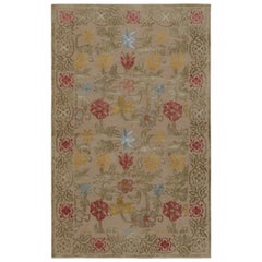 Rug & Kilim’s Spanish European Style Rug in Beige with Floral Patterns “Bilbao” 