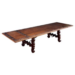Large Expanding Antique Spanish Carved Dining Table