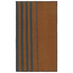 Rug & Kilim’s Contemporary Kilim Scatter Rug, In Orange And Blue Stripes