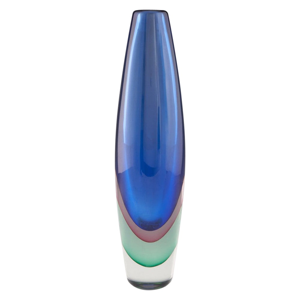 Tall Murano Sommerso Glass Vase c1980