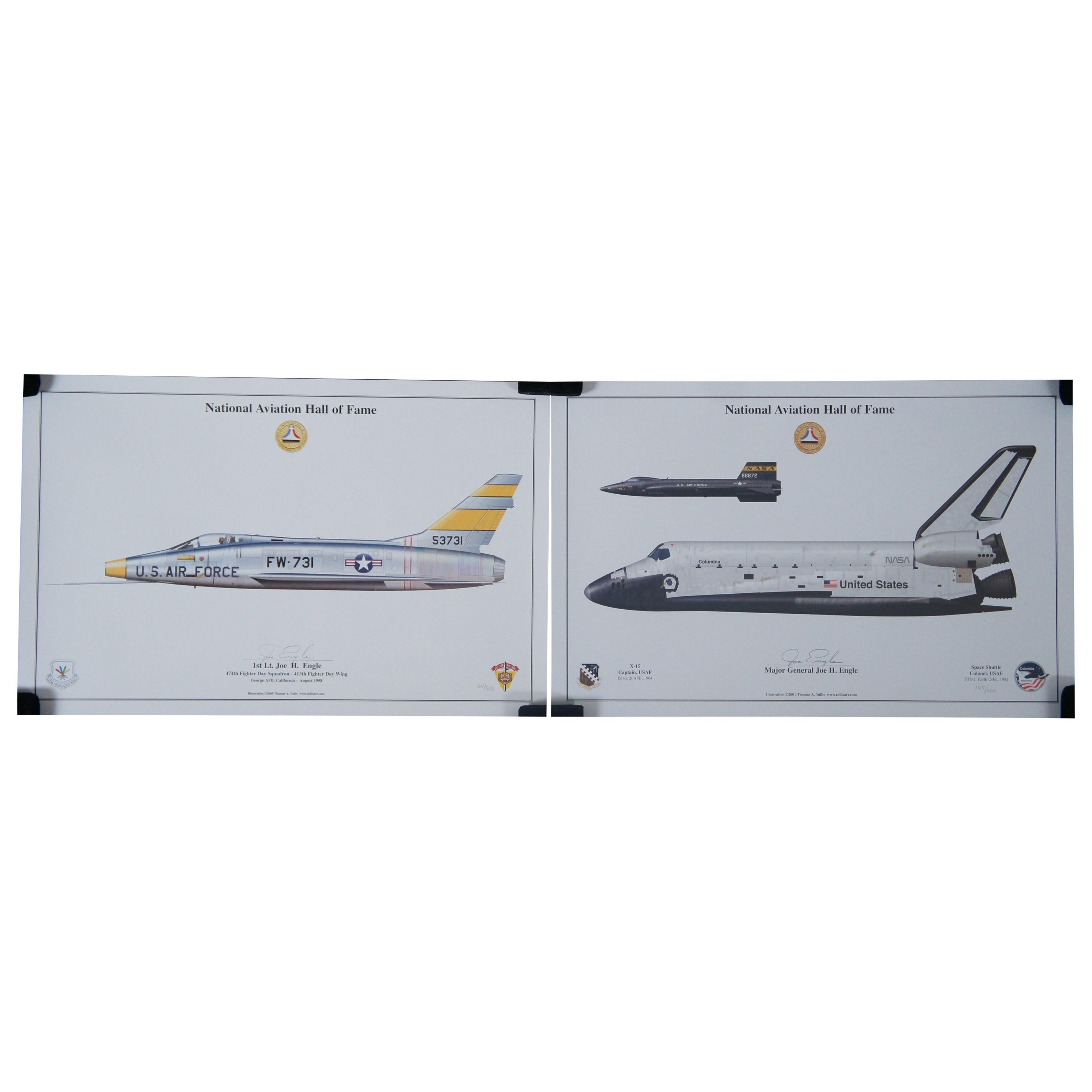 2 National Aviation Hall of Fame Airplane Prints FW 731 Space Shuttle  For Sale