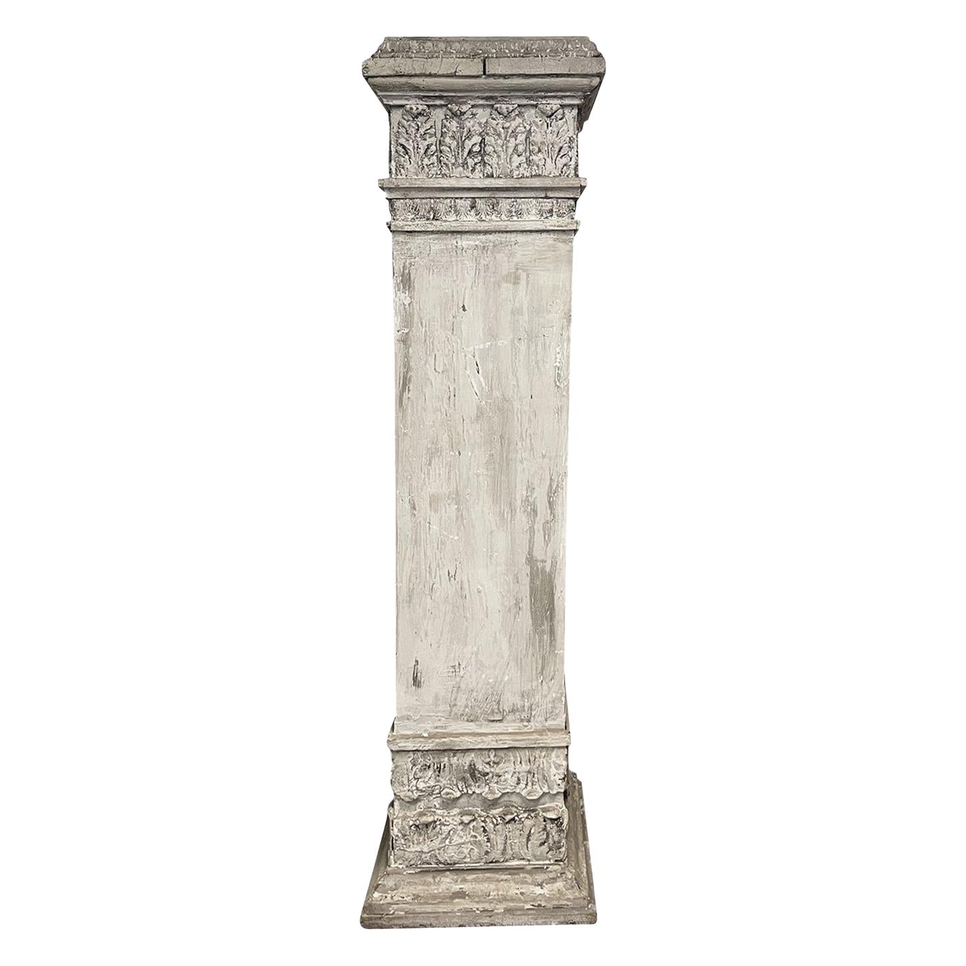 19th Century Swedish Gustavian Pinewood Column, Antique Scandinavian Décor Piece