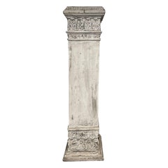 Colonne suédoise en bois de pin Gustavien du 19e siècle, pièce de décoration scandinave ancienne