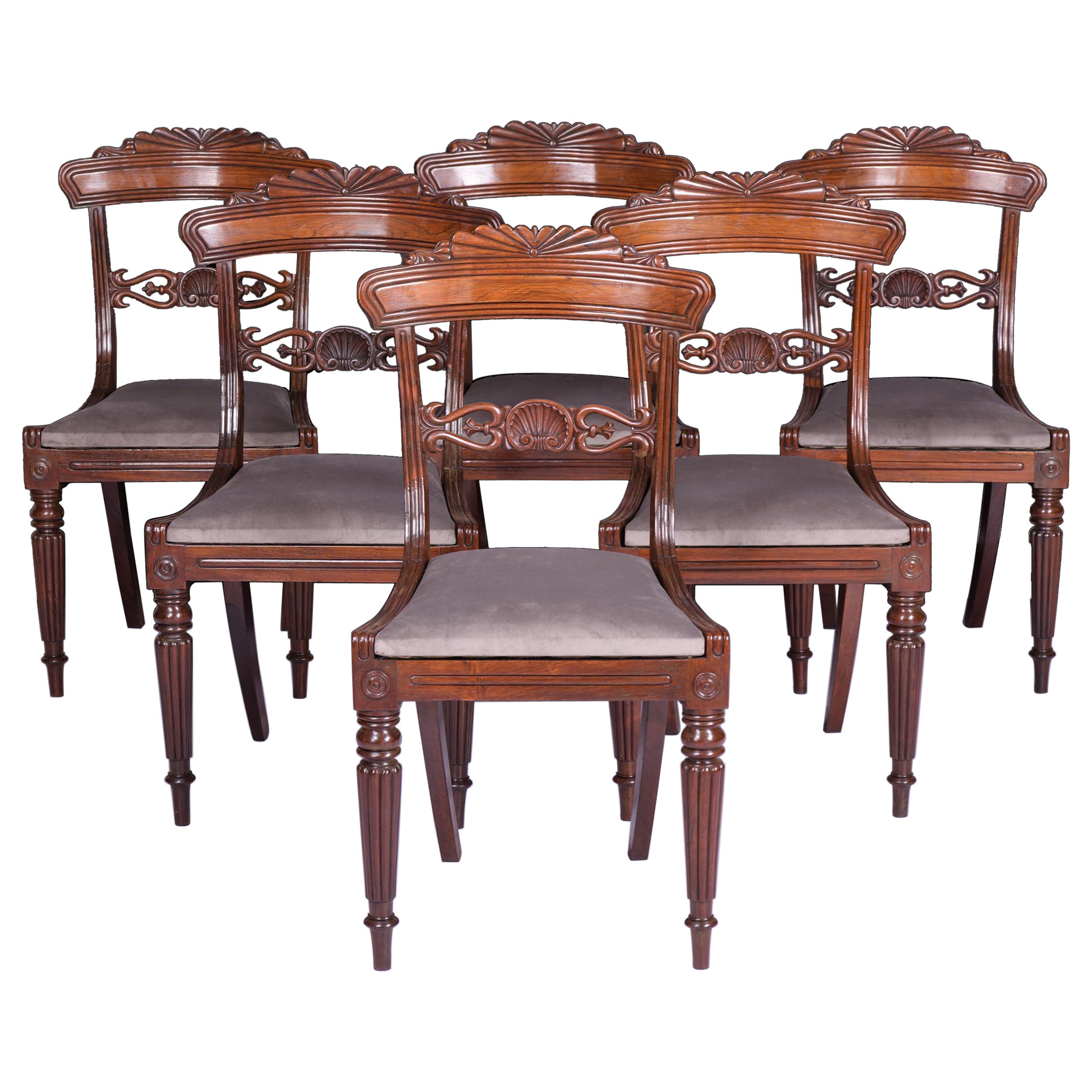 Ensemble de 6 chaises Regency anglaises du début du 19ème siècle attribuées à Gillows