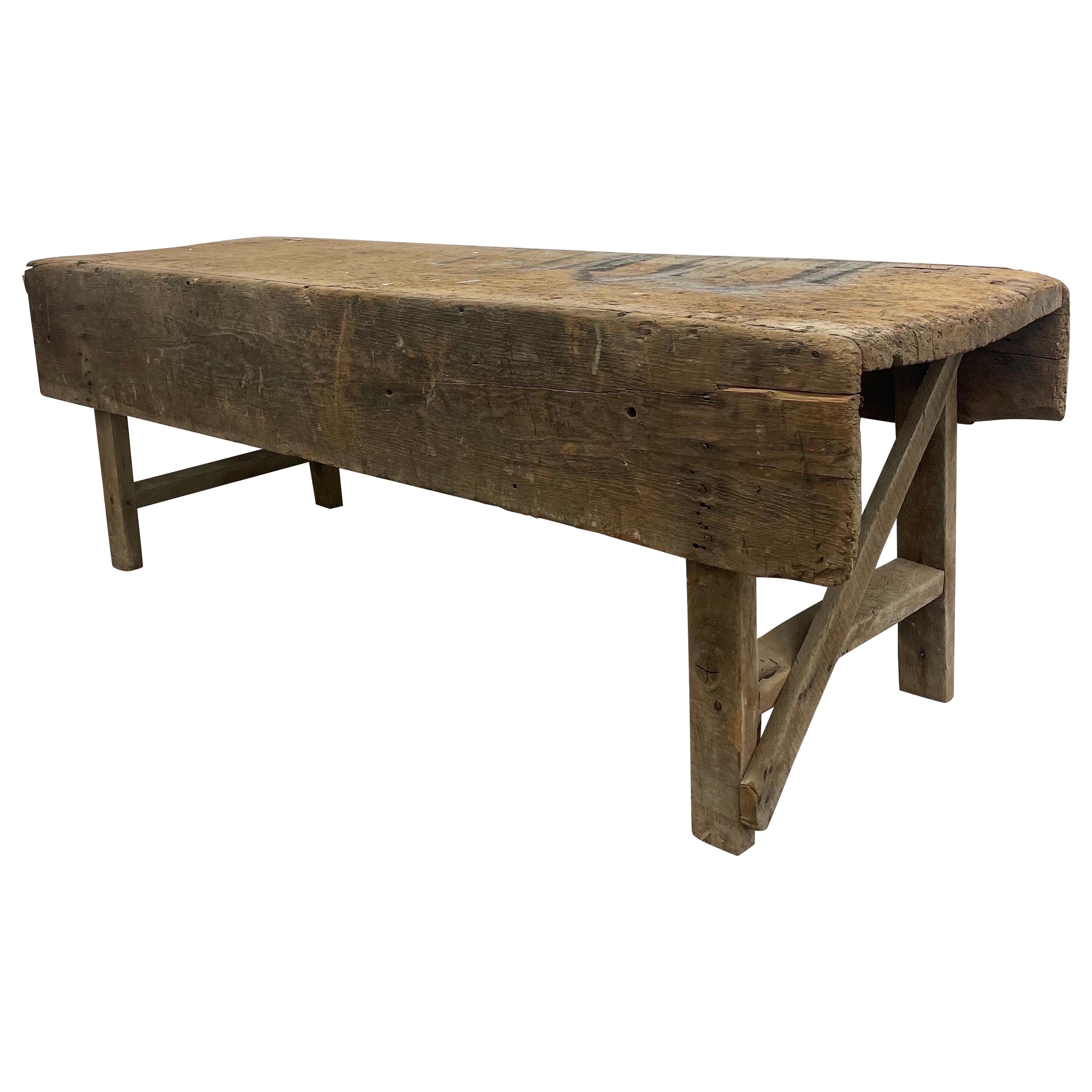 Primitive mortuary Table Industrial Workbench Brutalist For Sale