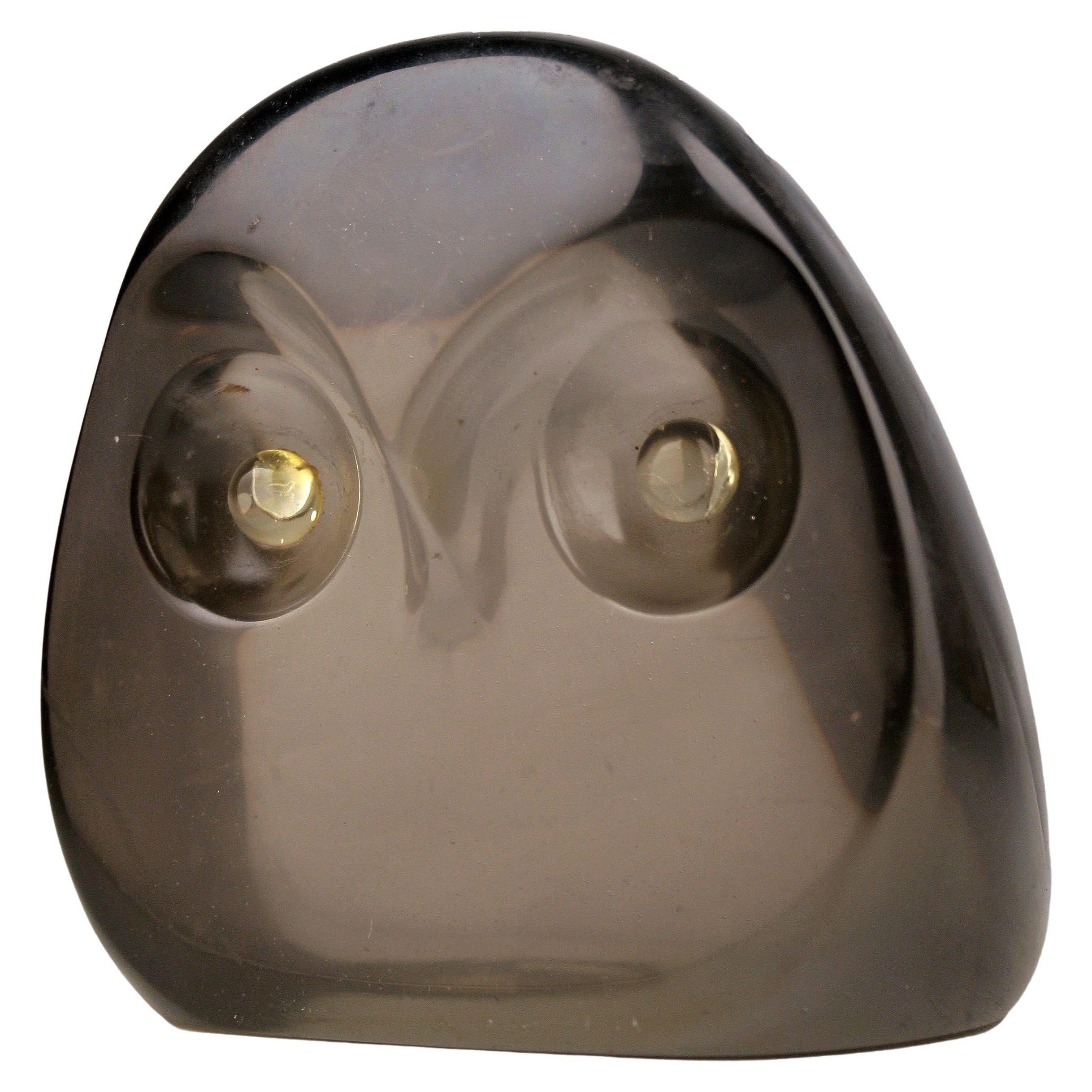 Translucent Acrylic/Lucite Owl Sculpture/Paperweight by Aldemir Martins, Brazil For Sale