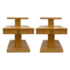Vintage Midcentury Bleached Mahogany End Tables, a pair