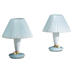 Coppia di lampade da comodino blu del 1950 italiane del Midcentury Modern