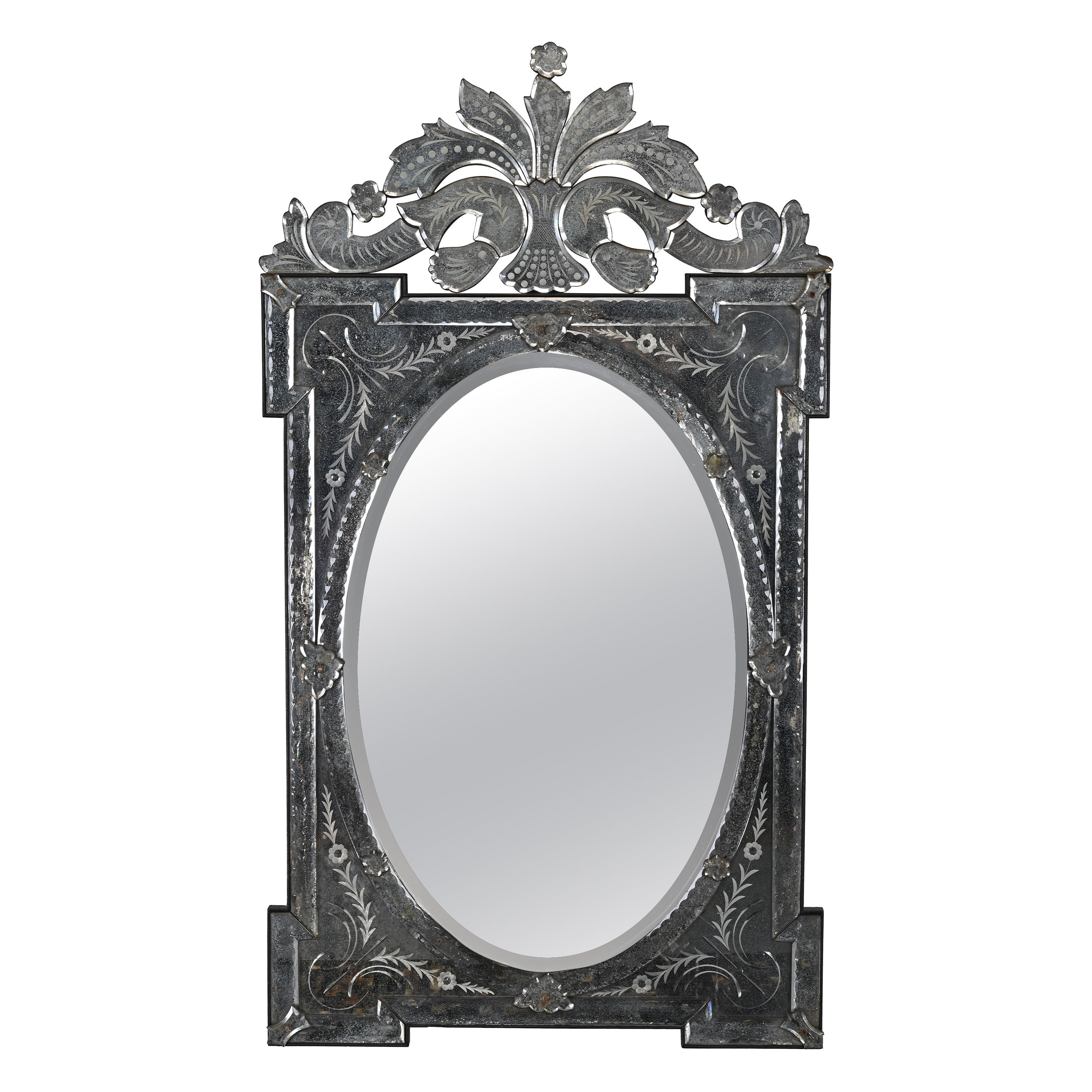 Antiqued Venetian Mirror, 1960s For Sale