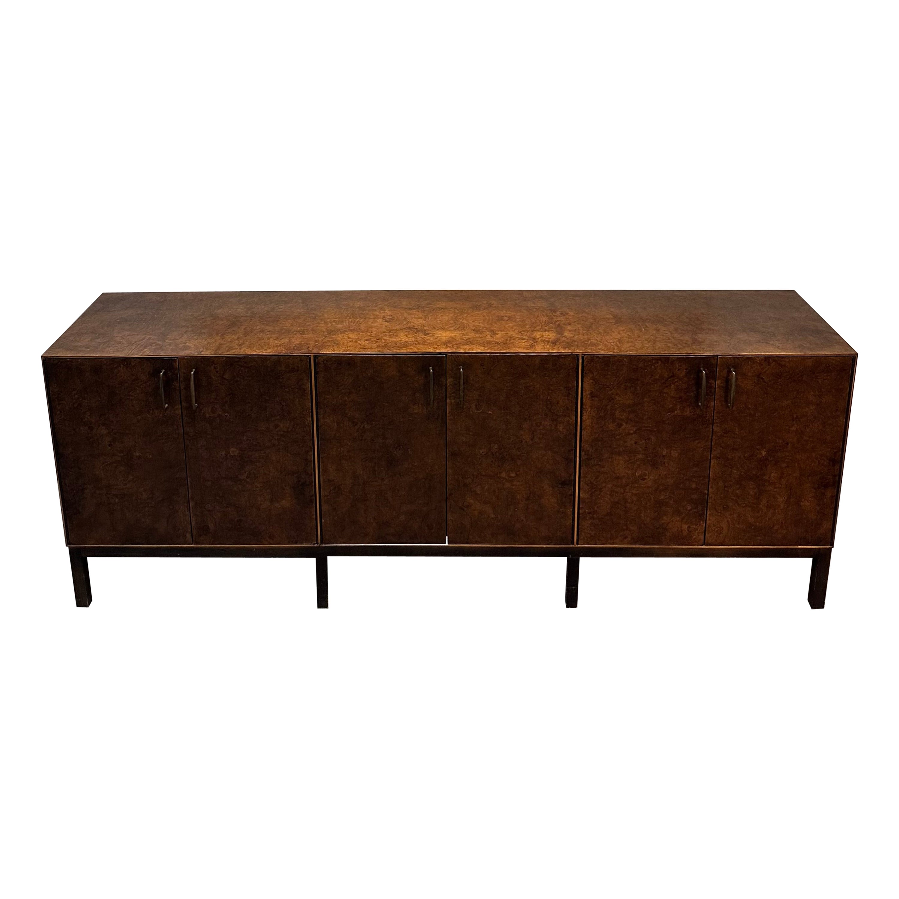 Milo Baughman for Directional Burled Walnut Sideboard or Credenza For Sale