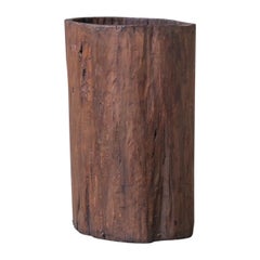 Large French Natural Wooden Trunk Planter