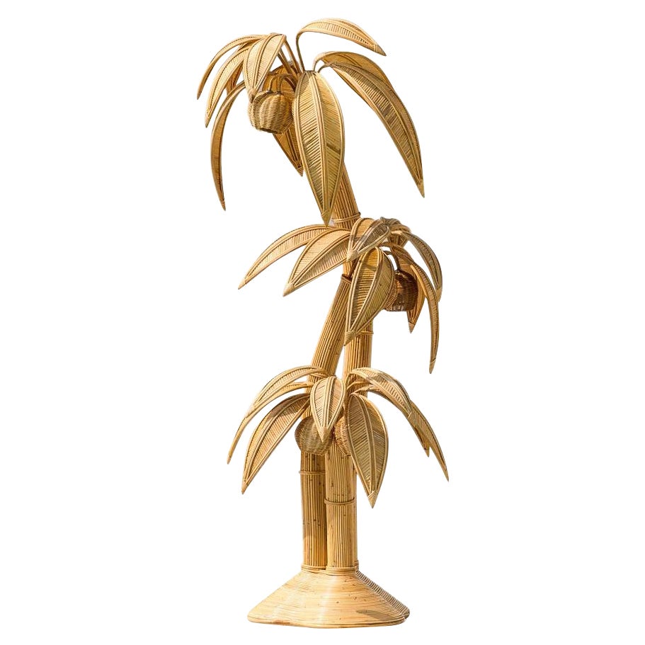 Rattan XXL Coconut Tree / palm tree Floor Lamp For Sale