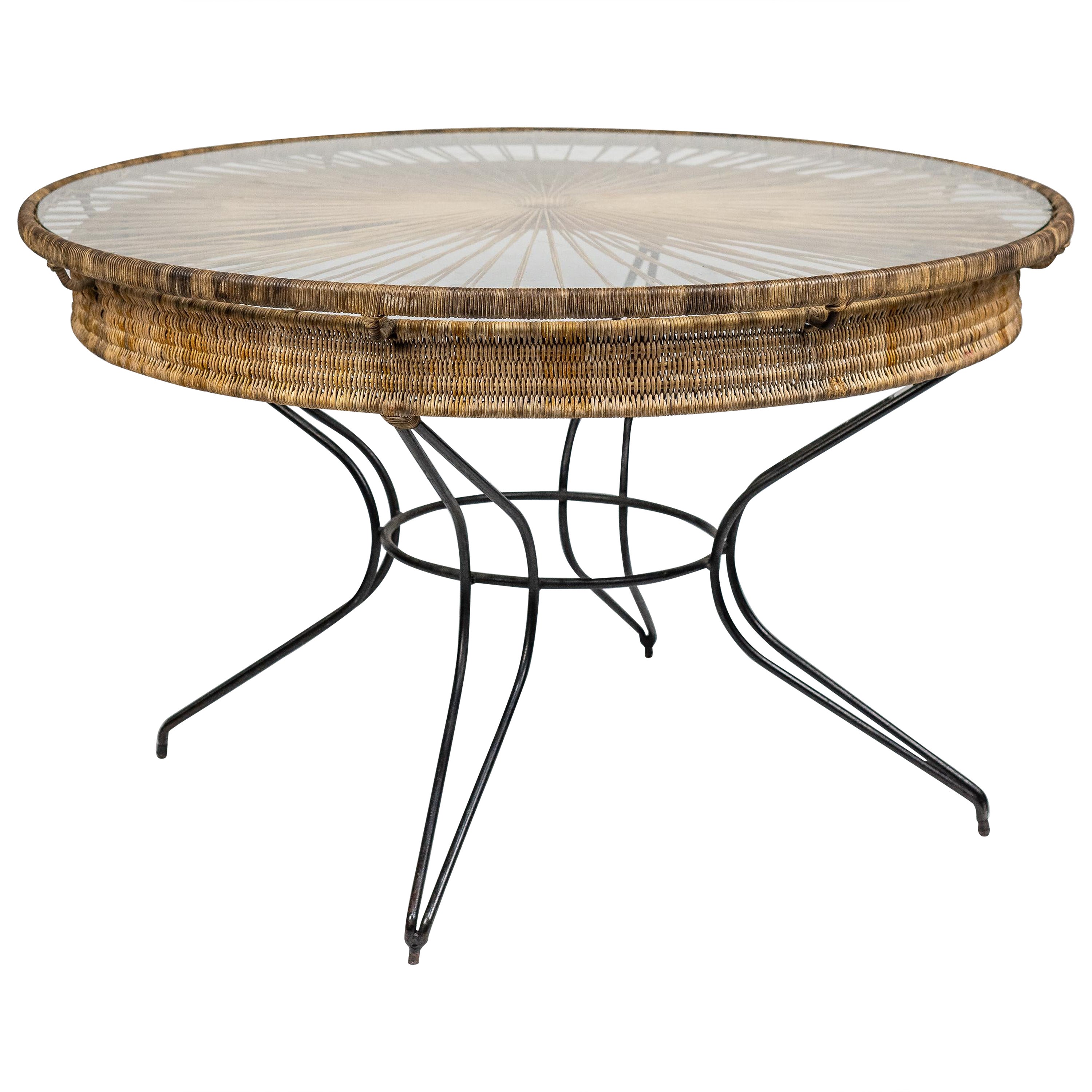 Carlo Hauner. Round dining table with glass, c. 1950 For Sale