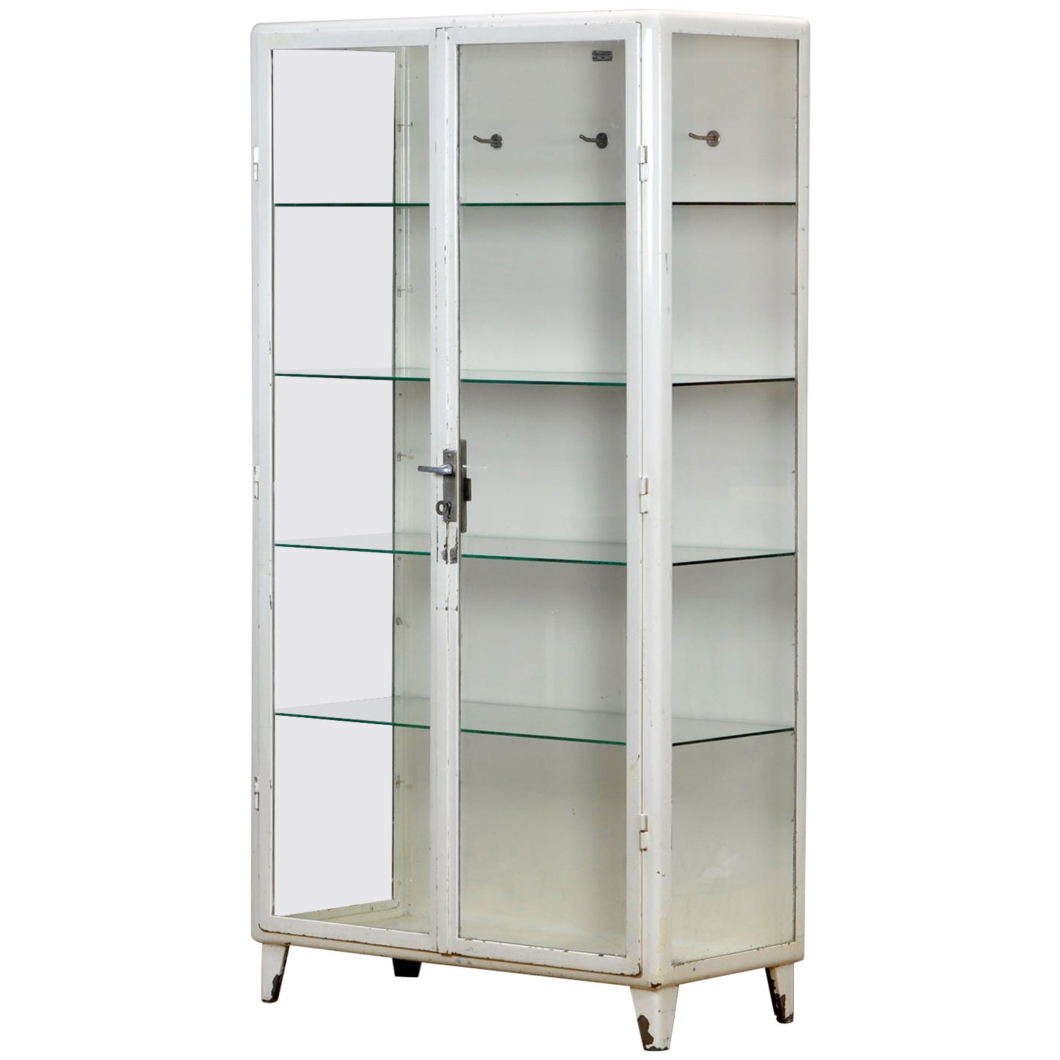 Vintage Steel And Glass Medical Cabinet, 1960s For Sale