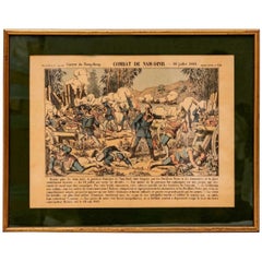 Vintage Polychrome Lithograph - Tong King War Epinal Image - Period: 19th Pellerin & Cie