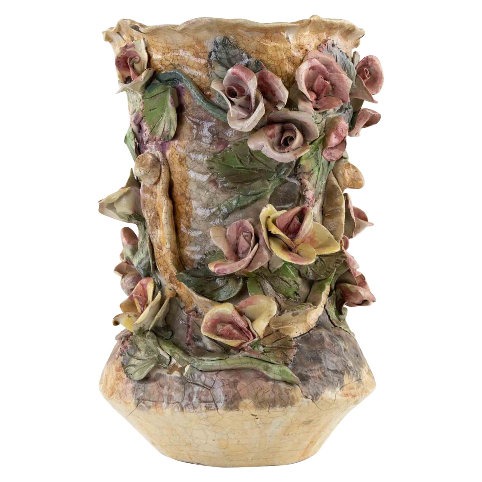 Terracotta Flower Vase, Mid-20th Century  For Sale