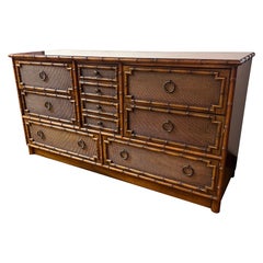 Used Drexel Faux Bamboo and Rattan Dresser