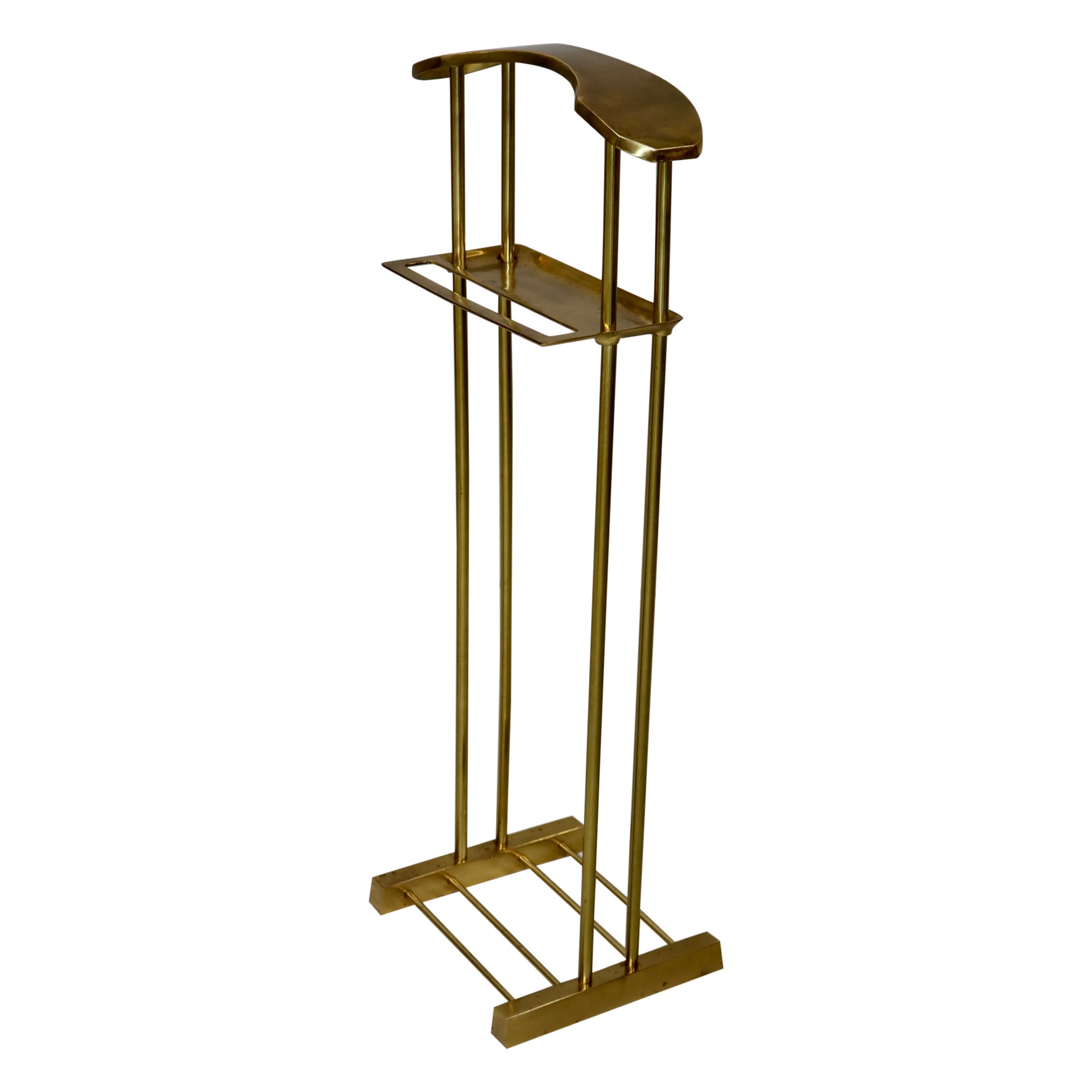 1980's Modernist Brass Valet Stand By Decorative Crafts Inc. For Sale