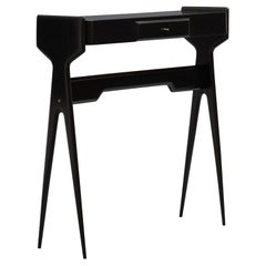 1950s Entryway Console - Handcrafted Restoration in Elegant Black Lacquer