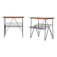 Pair of wood and metal side tables