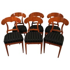 Antique Set of Six Biedermeier Chairs, 1820, Cherry