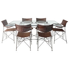 Yuzura Yamakawa Esszimmer-Set aus Stahldraht und Rattan