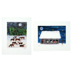Pair of Eric Carle Signed Limited Edition Holiday Prints