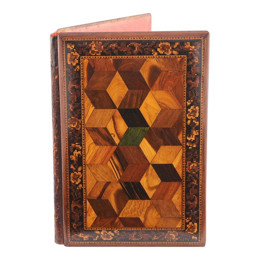 Tunbridge Ware Leather-Hinged Document Holder c1860