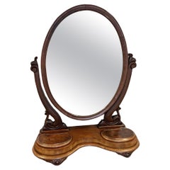 Large antique Victorian quality walnut dressing mirror 