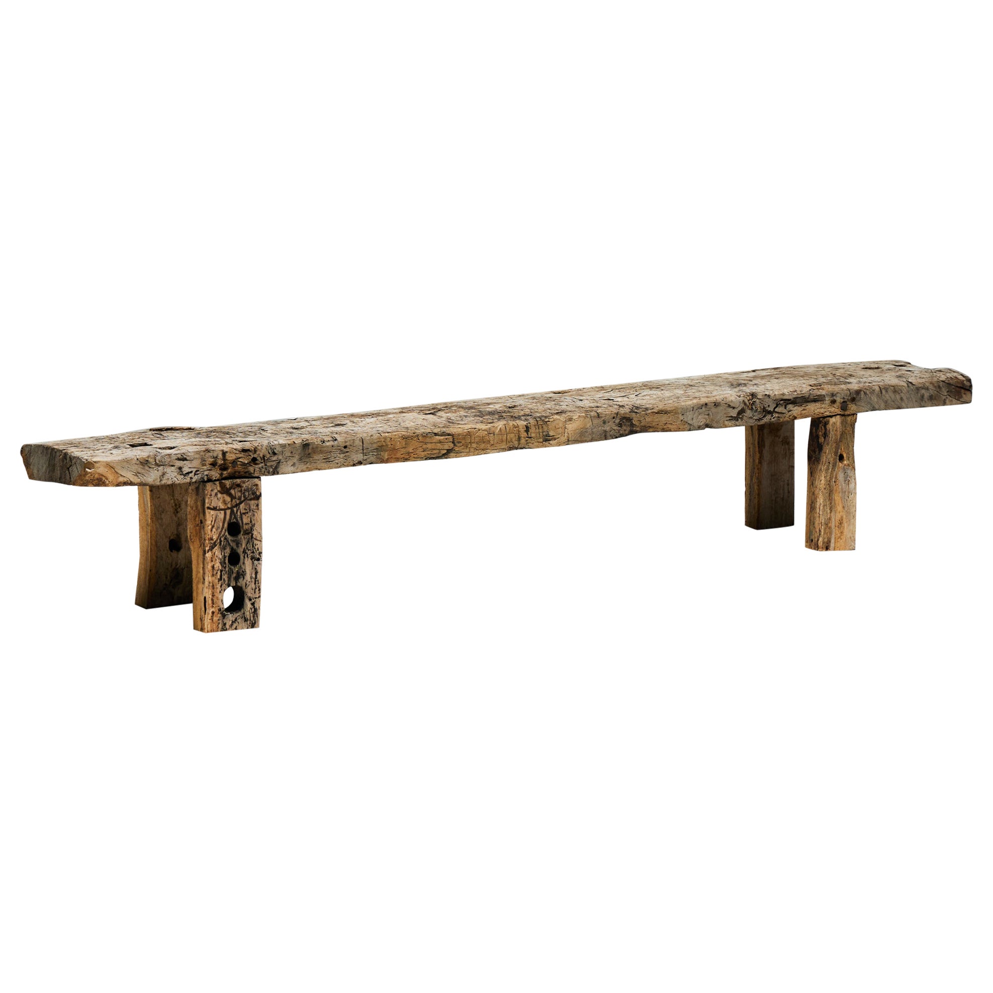 Rustic Wabi Sabi Bench, France, Early 20th Century