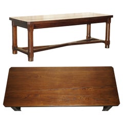 19TH CENTURY FRENCH OAK REFECTORY HAYRAKE DiNING TABLE WITH STUNNING BASE