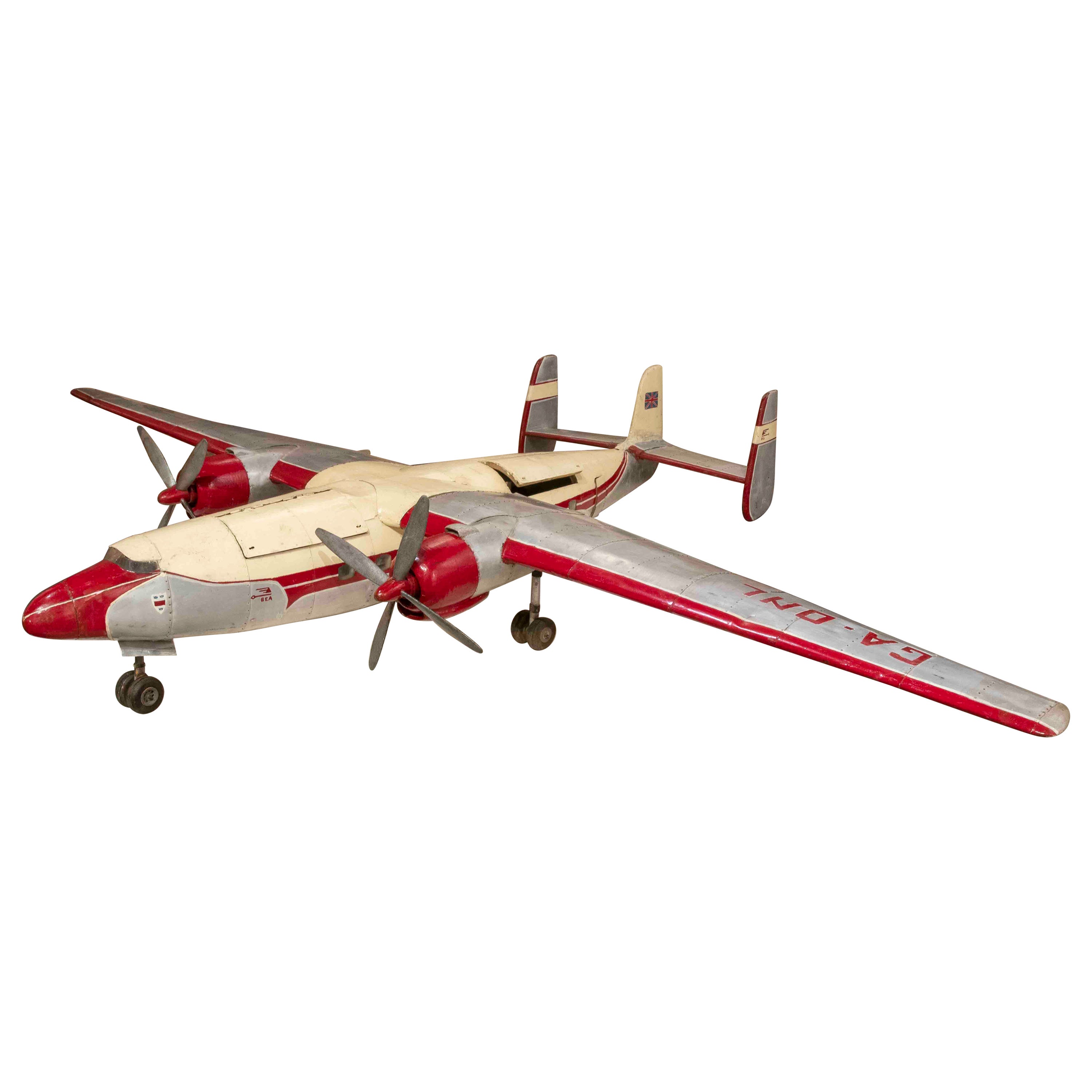 Maquette d'avion en métal, bois et acier des années 1960  en vente