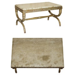 Antique ITALIAN CiRCA 1860 ORNATELY CARVED & GILTWOOD MARBLE TOPPED COFFEE TABLE