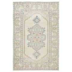 6.4x9.8 Ft Modern Faded Handmade Turkish Wool Area Rug with Geometric Design