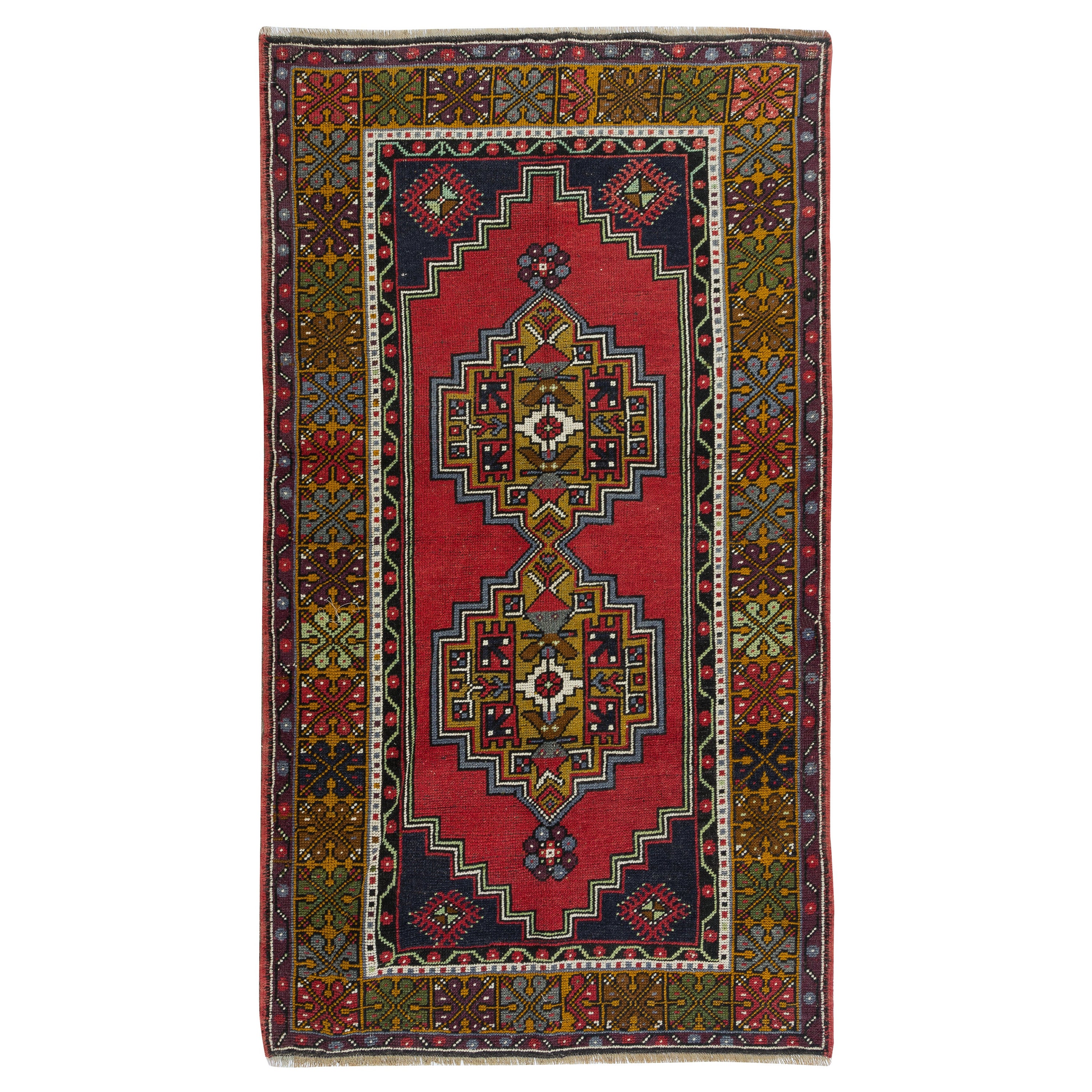 3.8x6.7 Ft One-of-a-kind Turkish Rug, Handmade Tribal Carpet with Bohemian Style For Sale