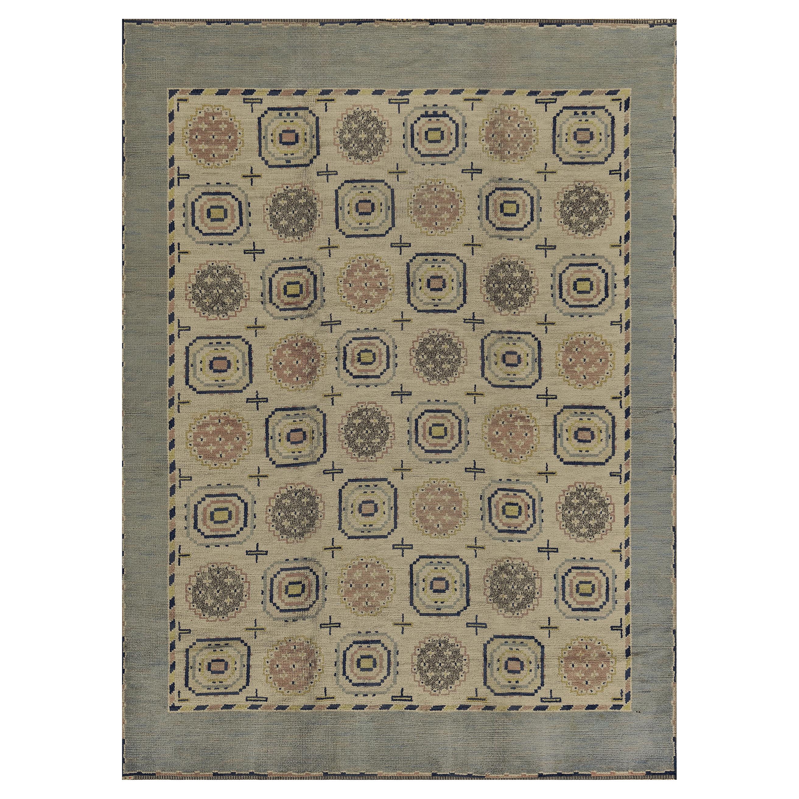 Signed Mid-20th Century Märta Måås-Fjetterström Deco Rug from Sweden